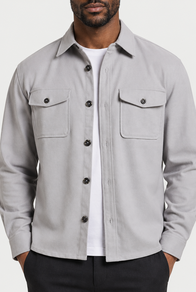 HEIRVALE The Pocket Overshirt — Grey — detail