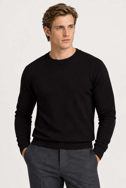 HEIRVALE The Rib-Trim Crewneck — Black — primary