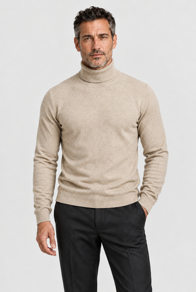 HEIRVALE roll neck knit in Beige