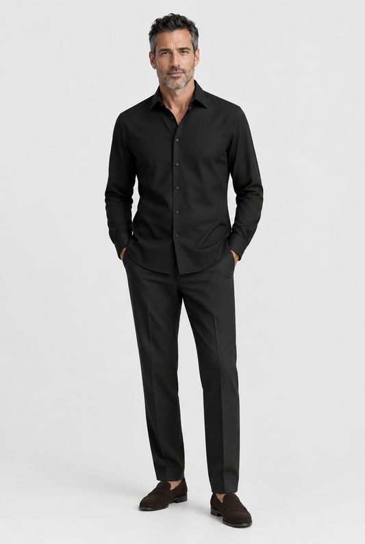 The Classic Shirt — Black — styled look with Vincent