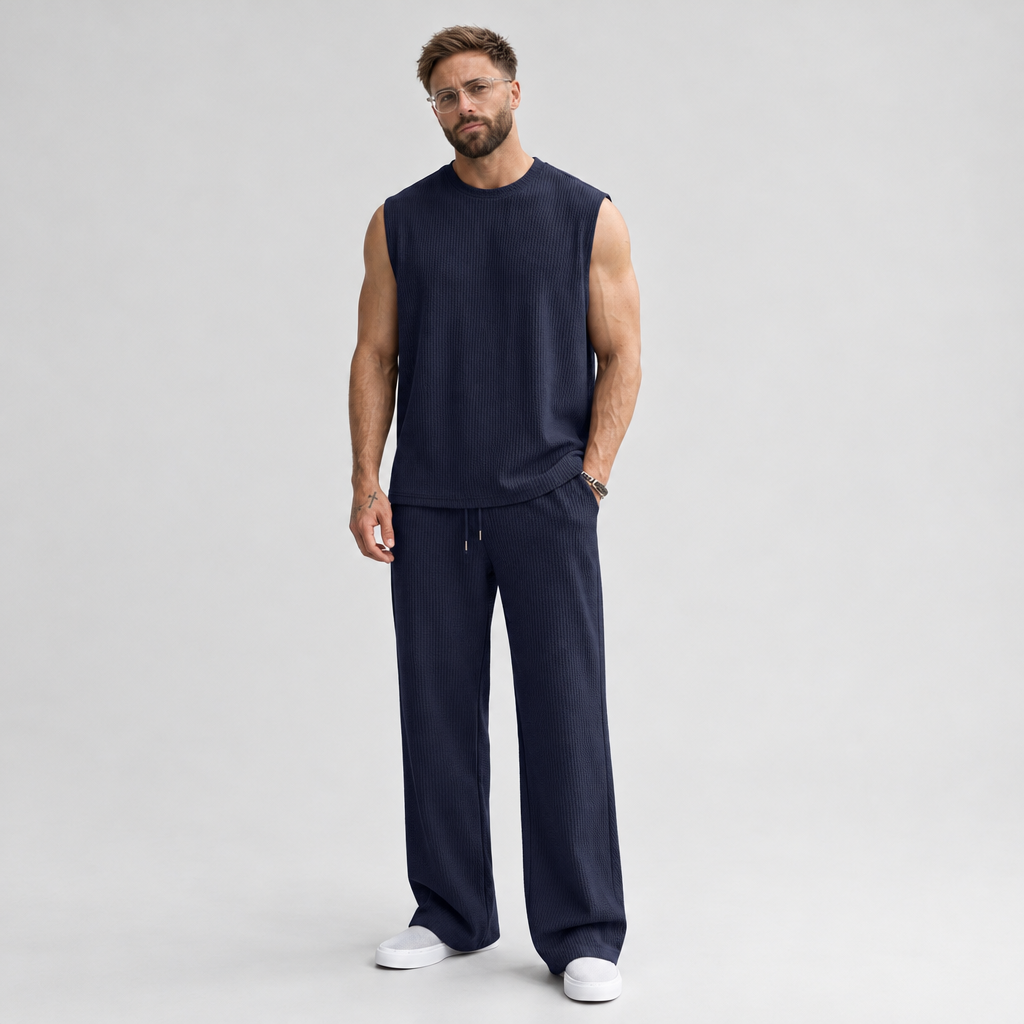 The Sleeveless Lounge Set — Blue