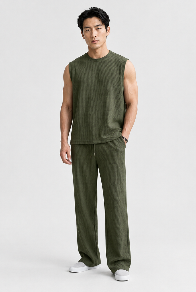 The Sleeveless Lounge Set — Green