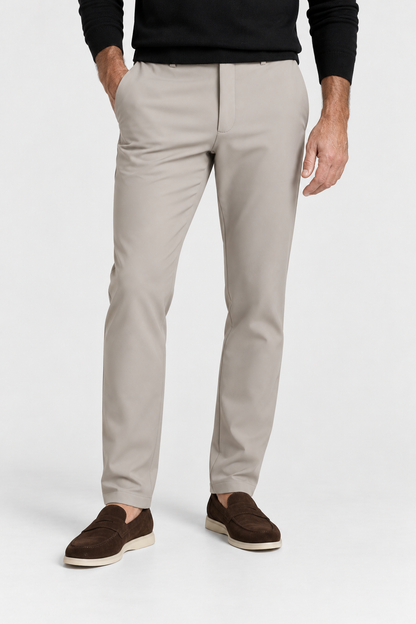 Heirvale Tech Trouser in Deep Stone, front view on model