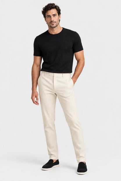 HEIRVALE The Tech Trouser — Light Beige — full look