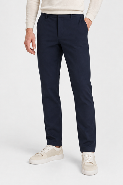 Heirvale Tech Trouser in Navy Blue, front view on model