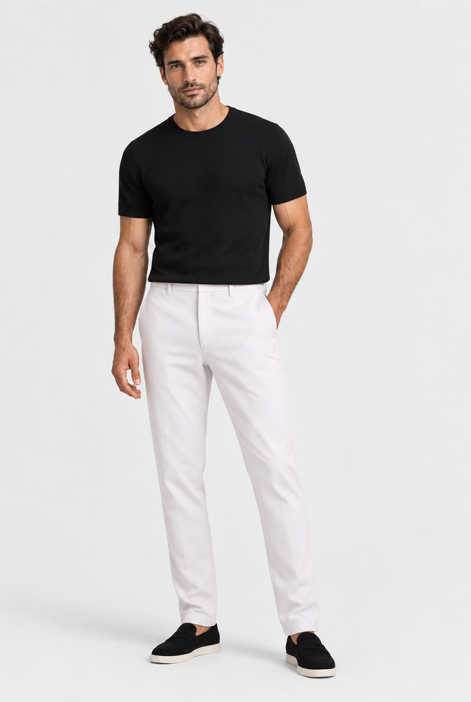 HEIRVALE The Tech Trouser — White — full look