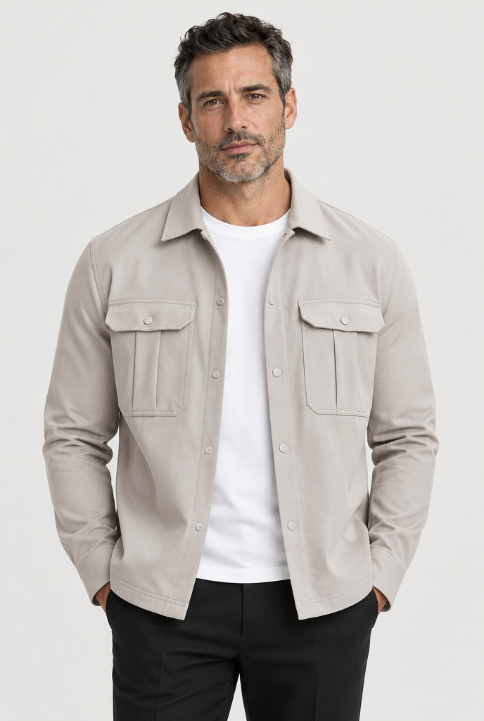 The Cargo Overshirt — Deep Stone — primary studio view