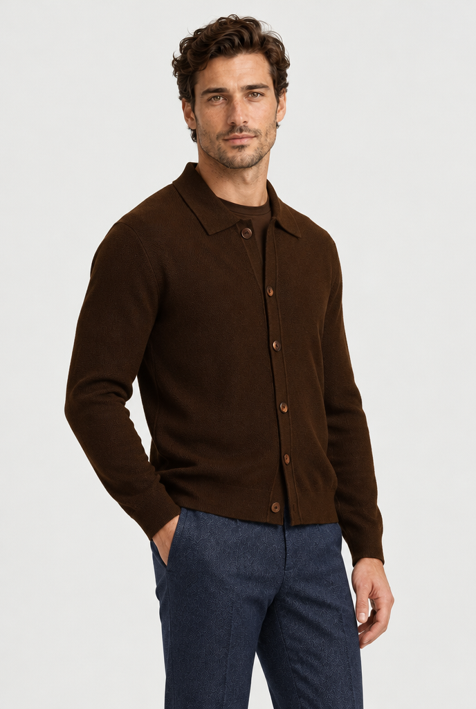 The Fine-Knit Cardigan — Dark Brown — alternate view