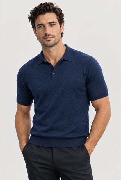 The Fine-Knit Polo — Navy Blue — main view