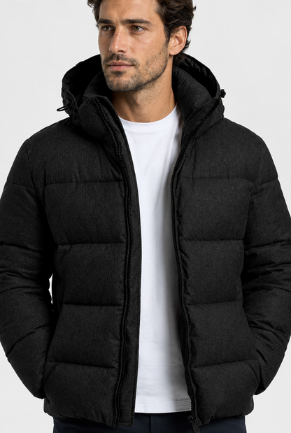 The Hooded Puffer — Black — detail
