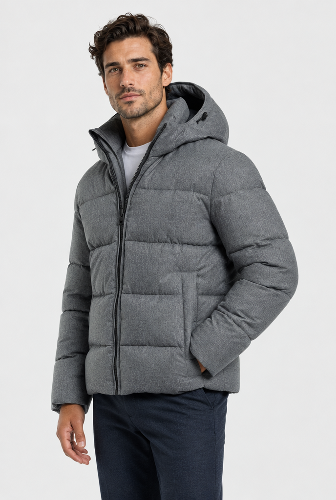 The Hooded Puffer — Storm Grey — alternate view