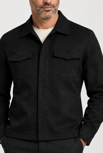 The Minimal Overshirt — Black — detail