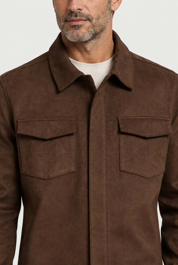 The Minimal Overshirt — Brown — detail