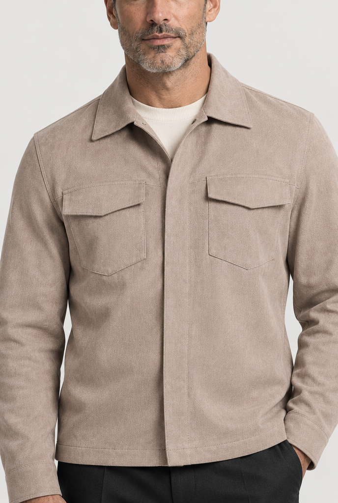 The Minimal Overshirt — Deep Stone — detail