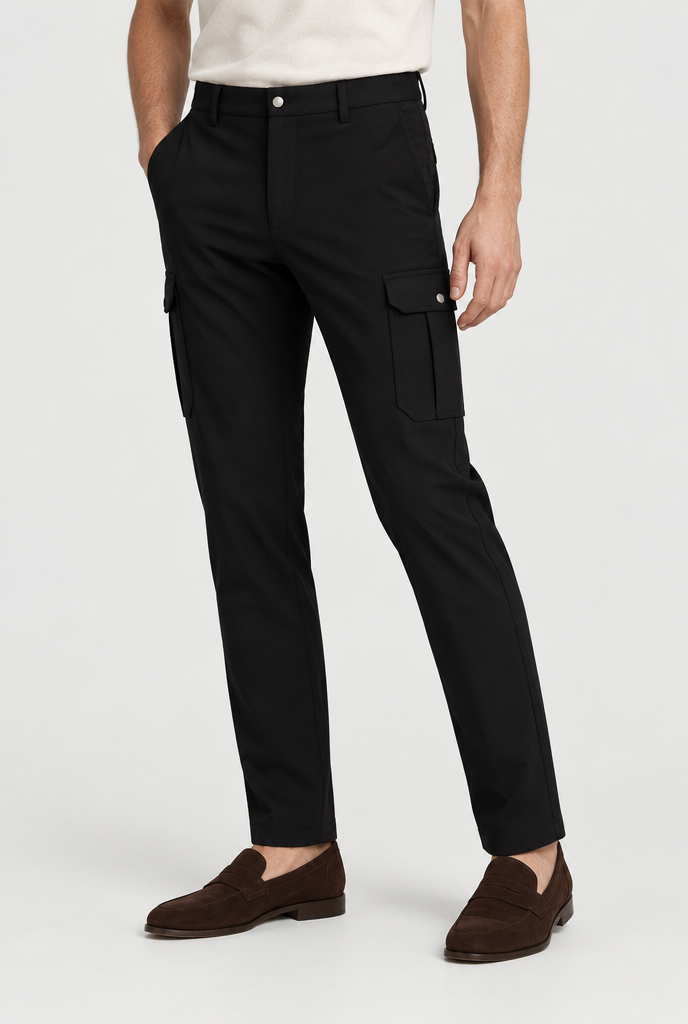 The Slim Cargo Trouser — Black — main view