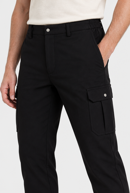 The Slim Cargo Trouser — Black — detail