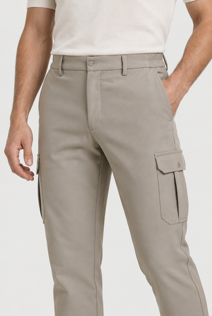 The Slim Cargo Trouser — Deep Stone — detail