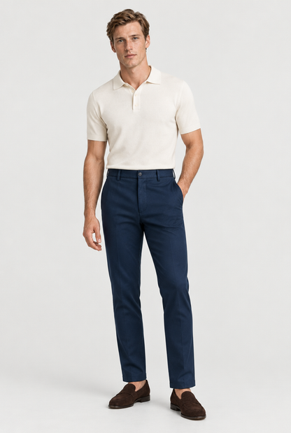 The Slim Chino — Navy Blue — full-length studio look