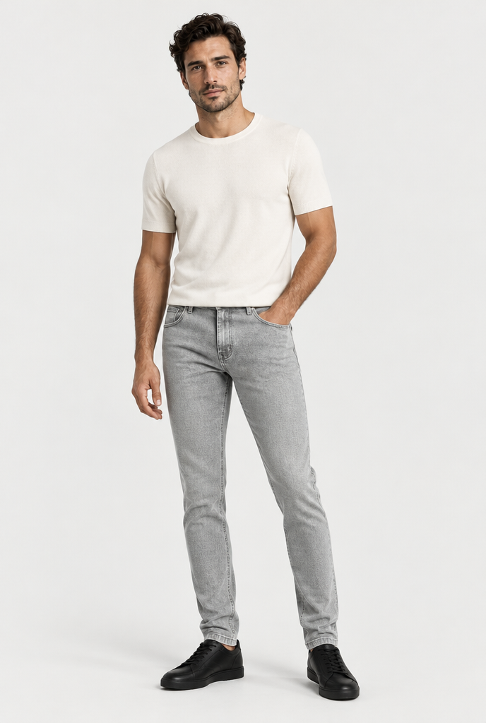 The Slim Jean — Light Grey — full-length studio look