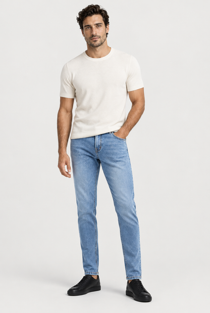 The Slim Jean — Pale Blue — full-length studio look