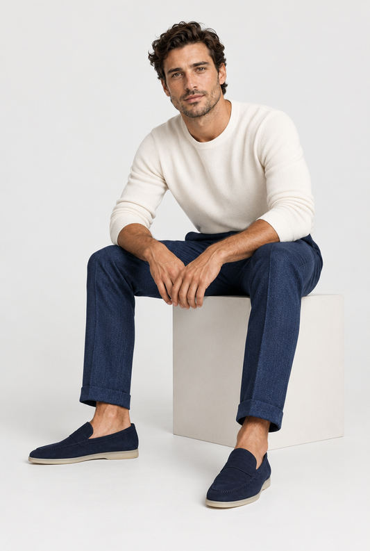 The Suede Loafer — Navy Blue — alternate view