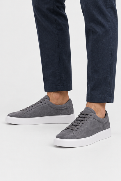 The Suede Trainer — Dark Grey — detail