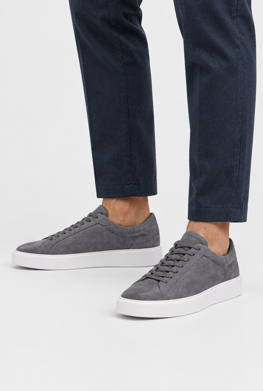 The Suede Trainer — Dark Grey — detail