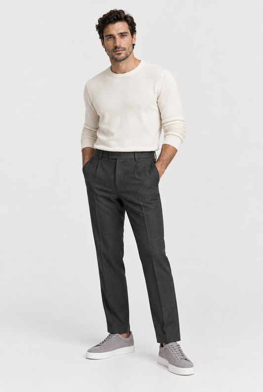The Suede Trainer — Grey — front view