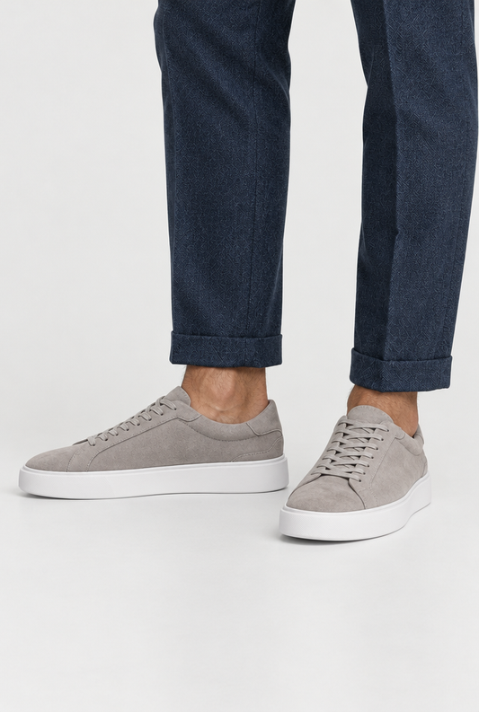 The Suede Trainer — Grey — detail