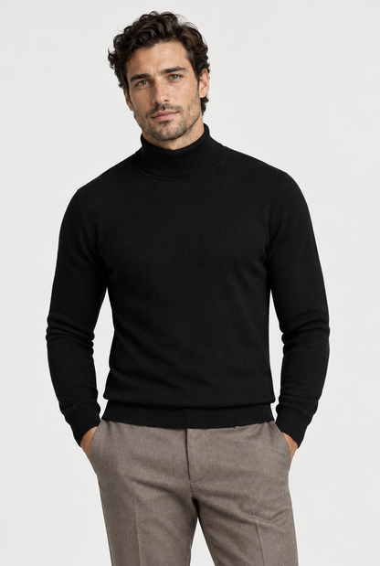 The Turtleneck Sweater — Black — front view