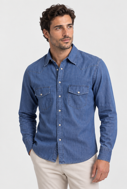 The Denim Shirt in Navy Blue, second view