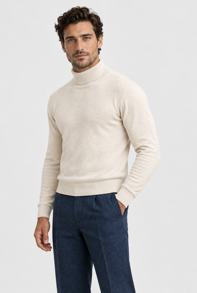 The Turtleneck Sweater — Oat Milk Melange — alternate view