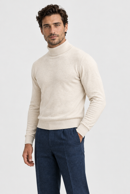 The Turtleneck Sweater — Oat Milk Melange — alternate view