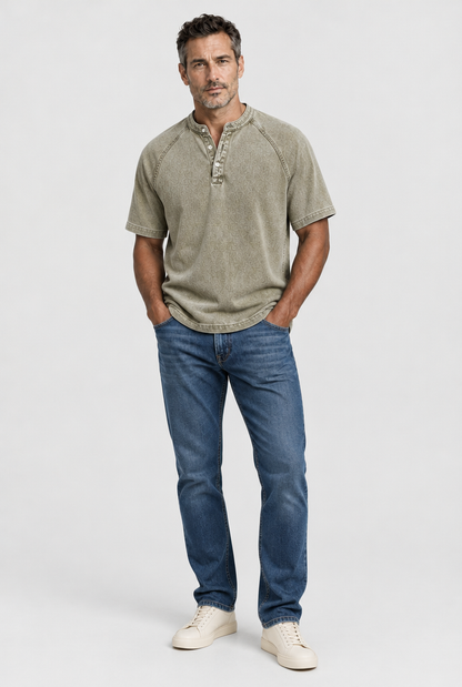 HEIRVALE The Washed Henley in Khaki